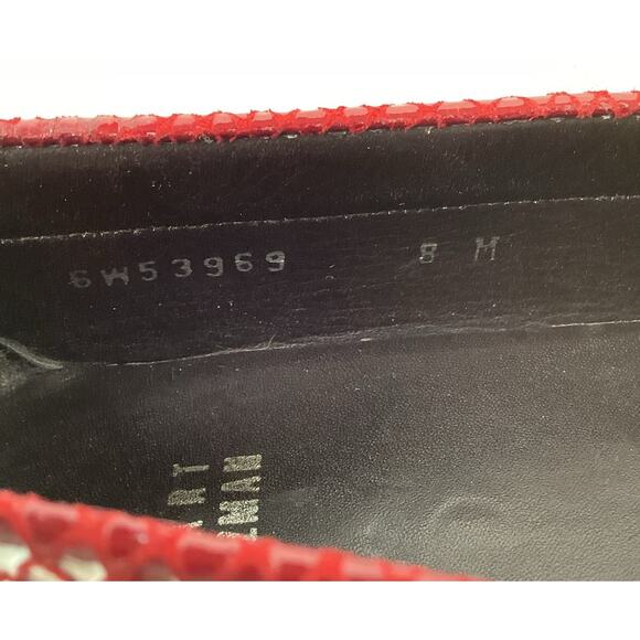 Stuart Weitzman Snakeskin Print Leather Red Jewel Loafers Red Ombre 8M Slip On - Picture 9 of 10